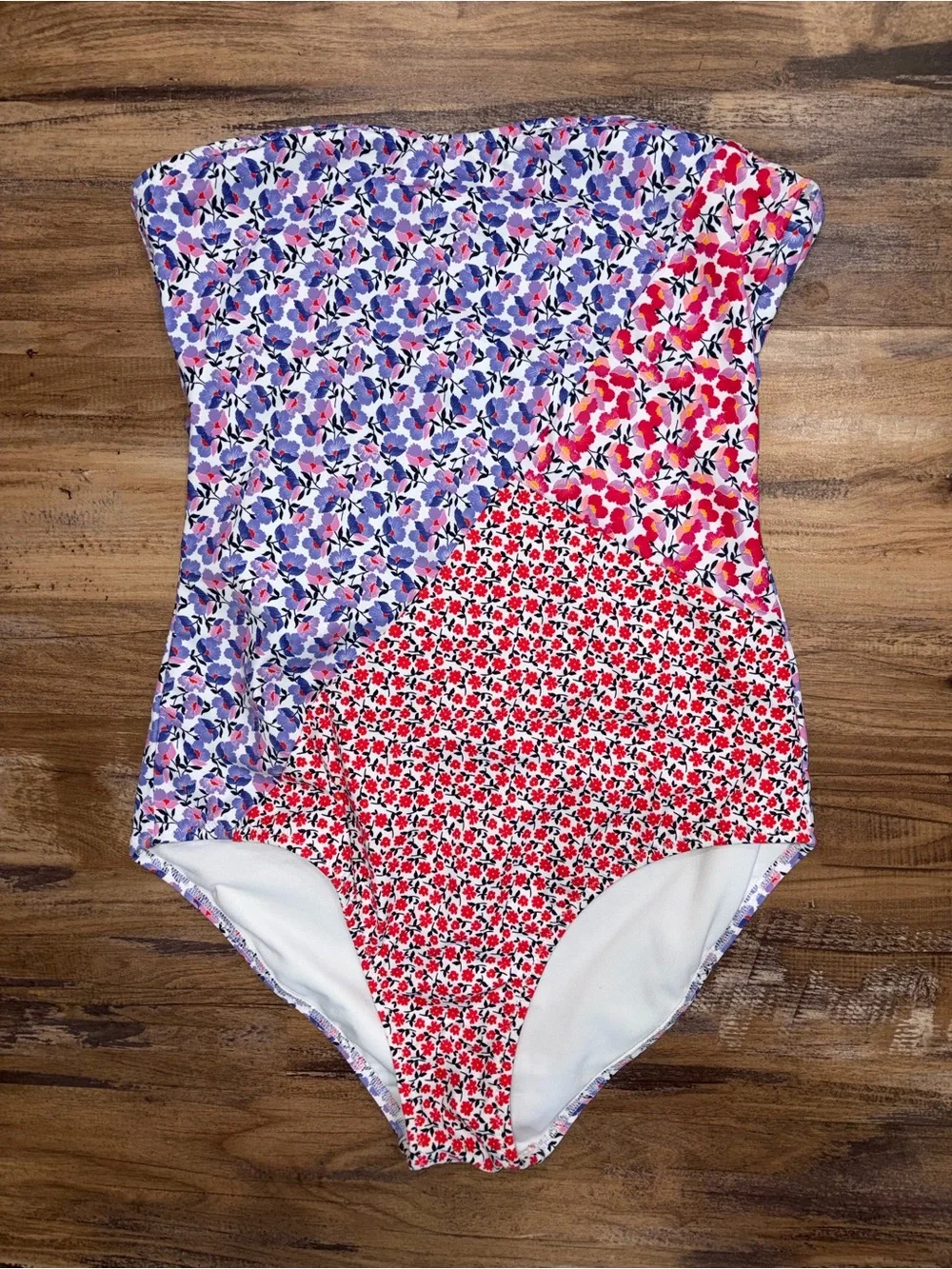 Jessica Simpson strapless one piece swimsuit Medium NWT Tini Multi Floral - Picture 3 of 8